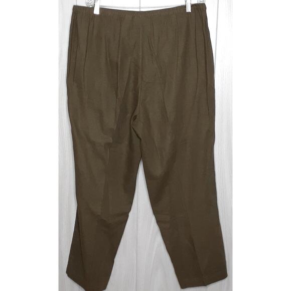 Liz Claiborne Woman Olive Green Linen Blend Pants Draw String Waist Size 14W - Picture 3 of 7